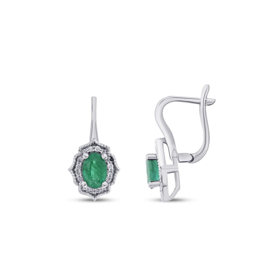 0,94 Carat Diamond Emerald Earrings