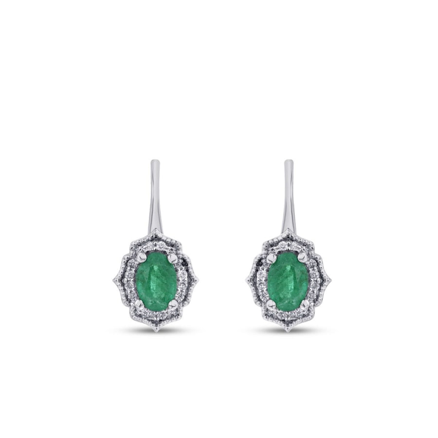 0,94 Carat Diamond Emerald Earrings