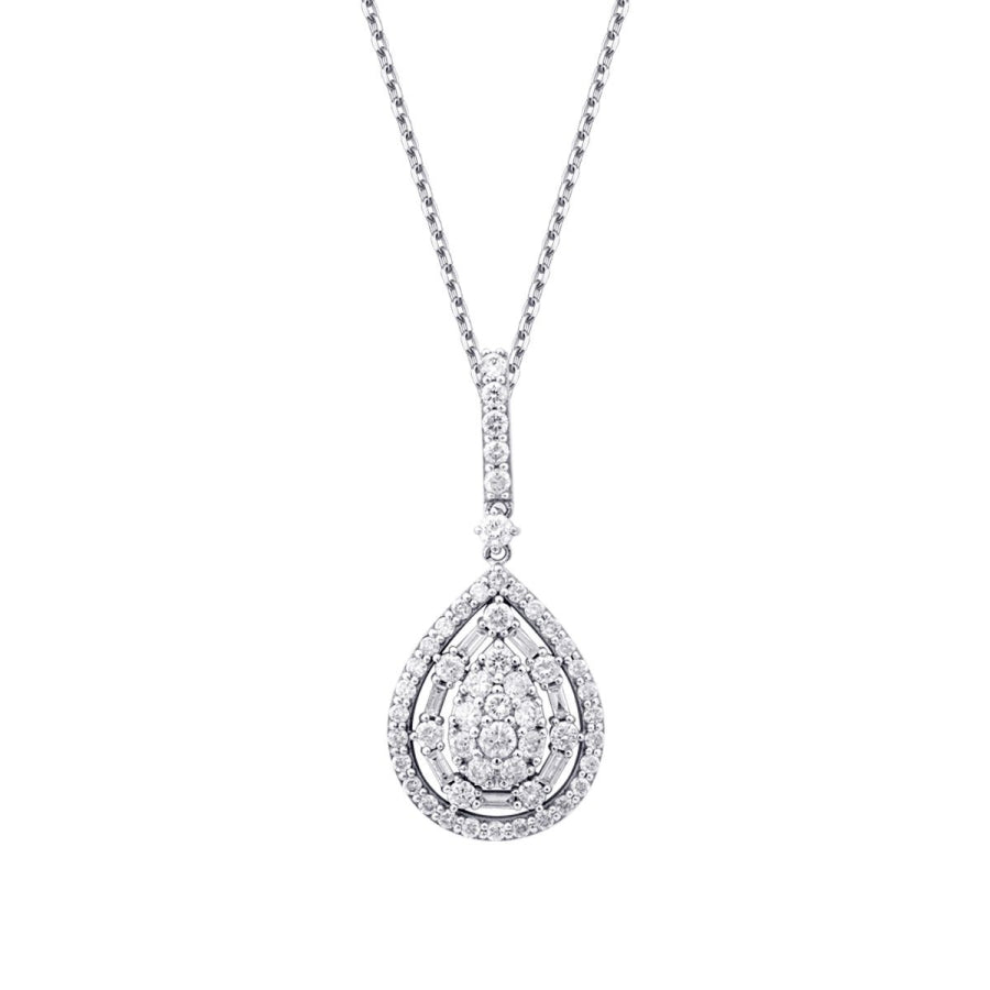 1.07 Carat Diamond Pear Baguette Necklace