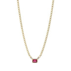 Gold Baguette Colored Stone Necklace