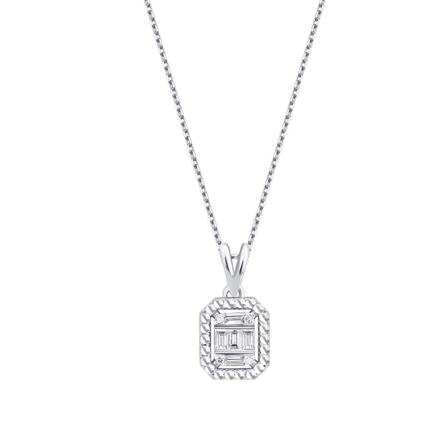 0,09 Carat Diamond-Effect Baguette Necklace