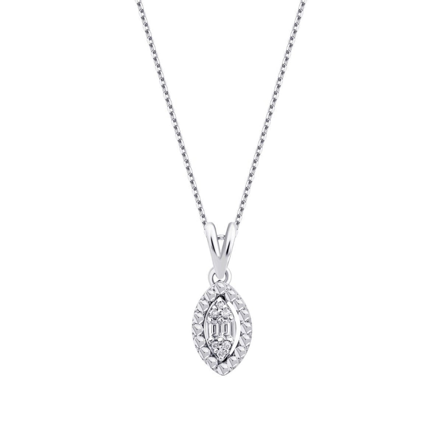 0,05 Carat Diamond Pear Baguette Necklace