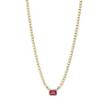 Gold Baguette Colored Stone Necklace