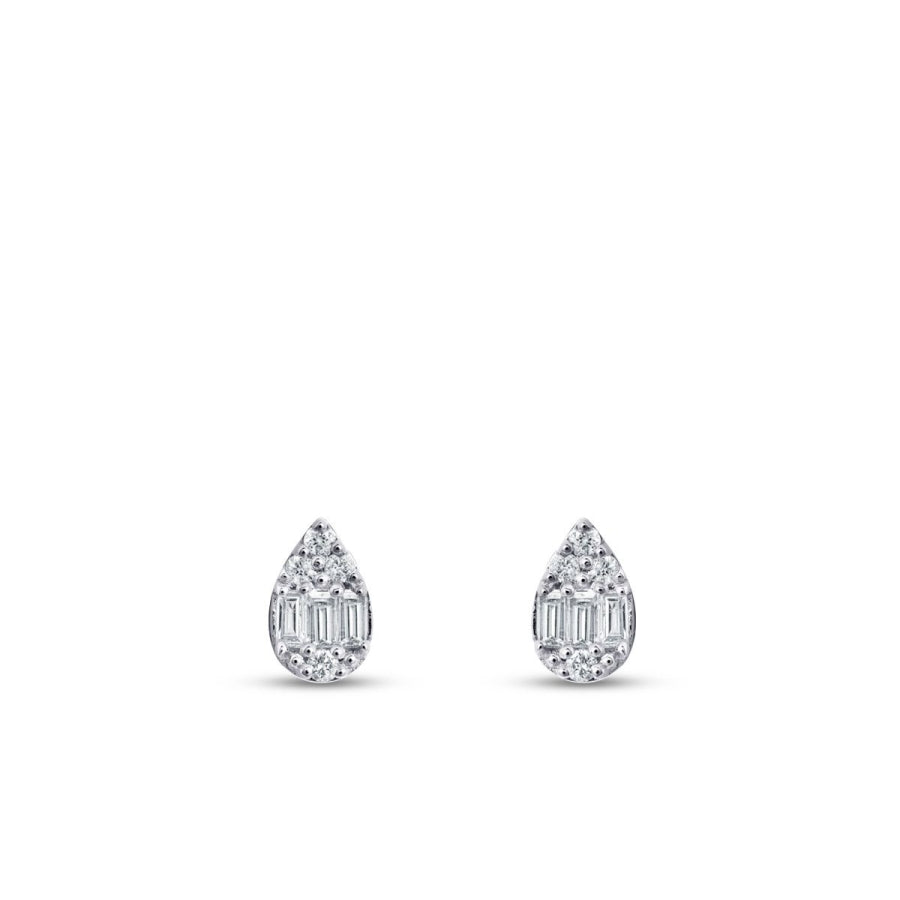 0,14 Carat Diamond Baguette Pear Earrings