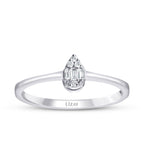 0,08 Carat Diamond Baguette Pear Ring