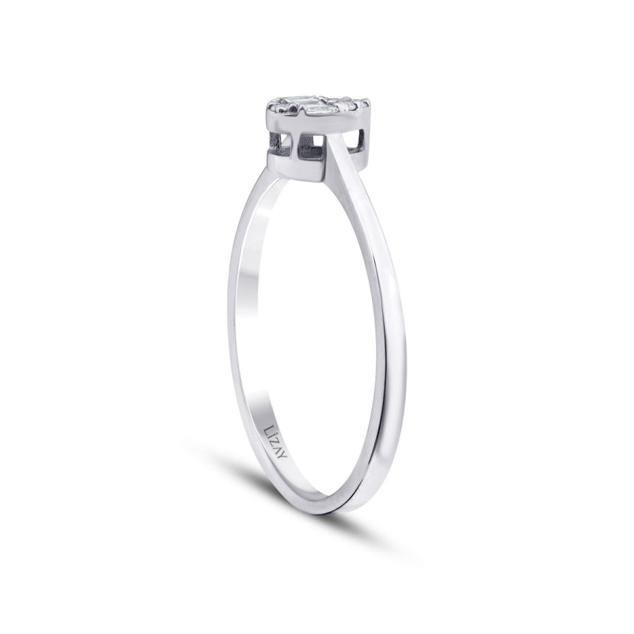 0,08 Carat Diamond Baguette Pear Ring