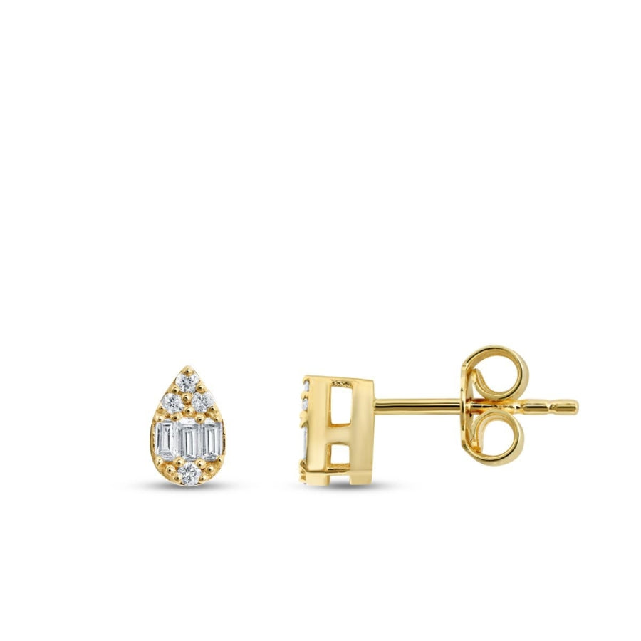 0,14 Carat Diamond Baguette Pear Earrings