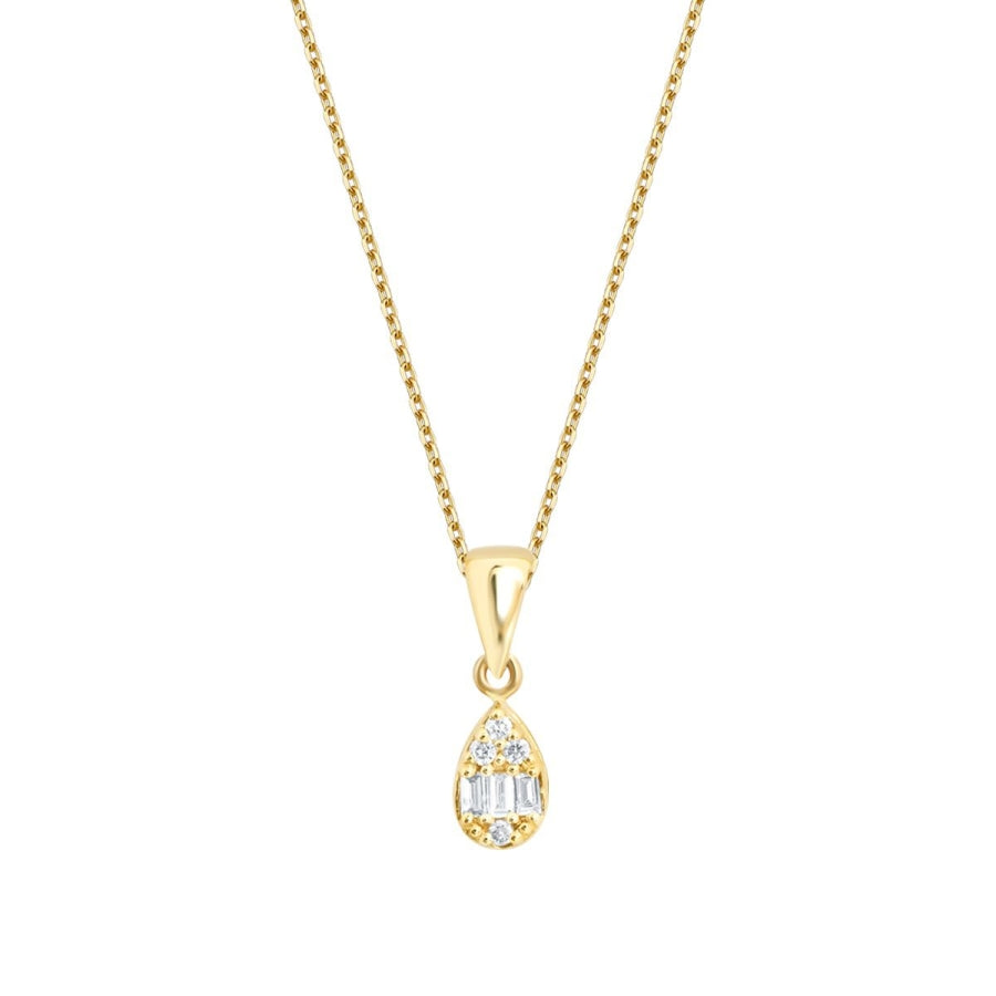 0,06 Carat Diamond Baguette Pear Necklace