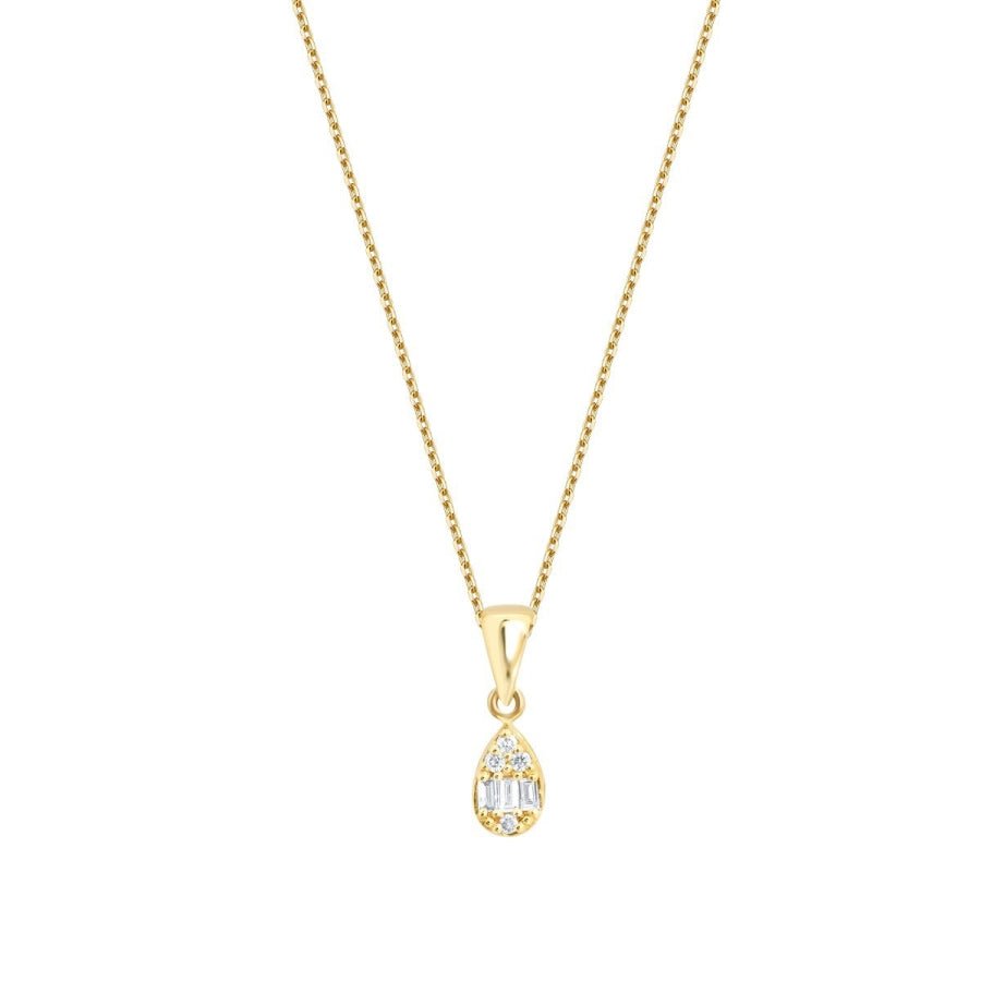 0,06 Carat Diamond Baguette Pear Necklace