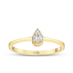 0,08 Carat Diamond Baguette Pear Ring