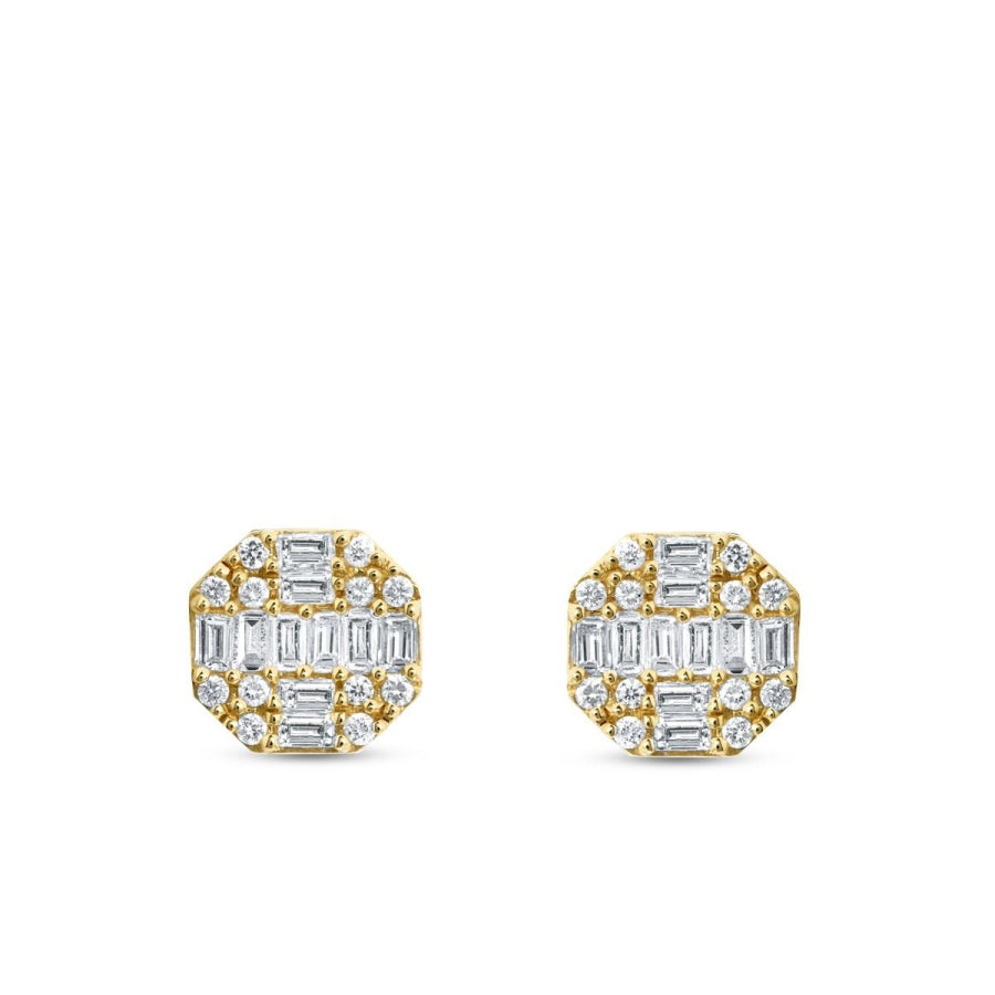 0.42 Carat Diamond Round Baguette Earrings