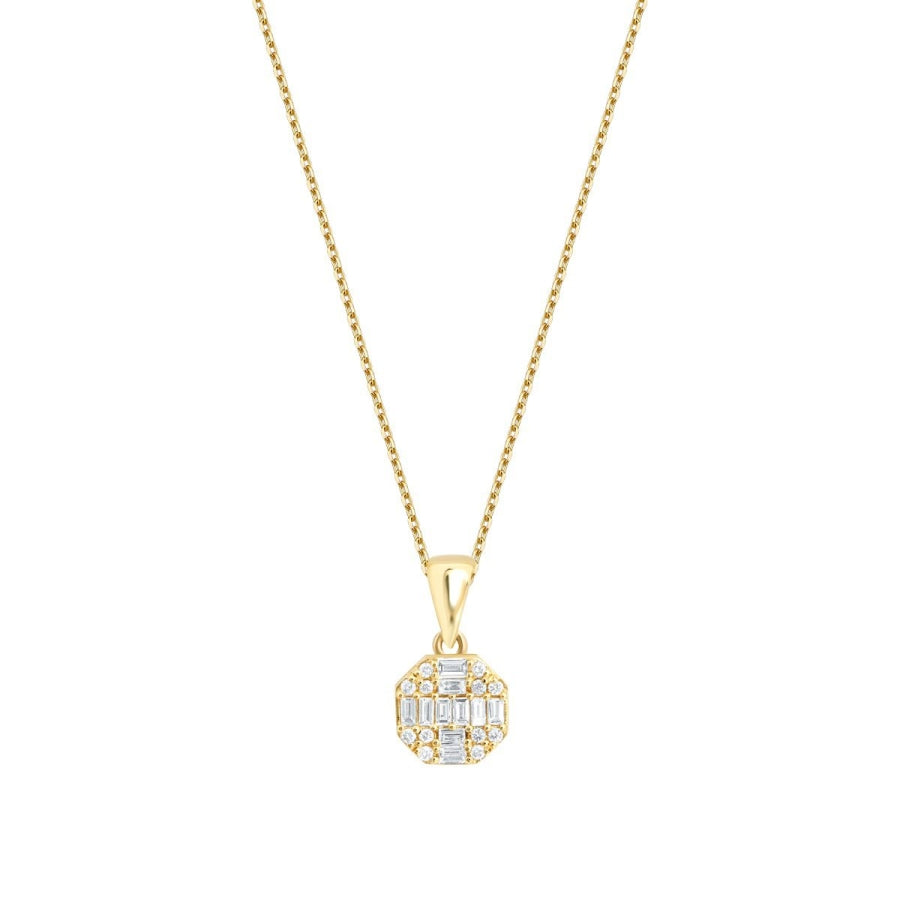 0,21 Carat Diamond Round Baguette Necklace