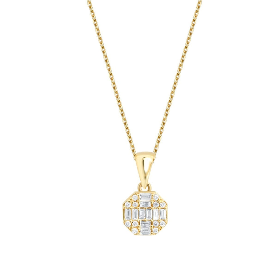 0,21 Carat Diamond Round Baguette Necklace