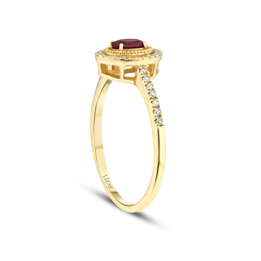 0,41 Carat Diamond Ruby Ring