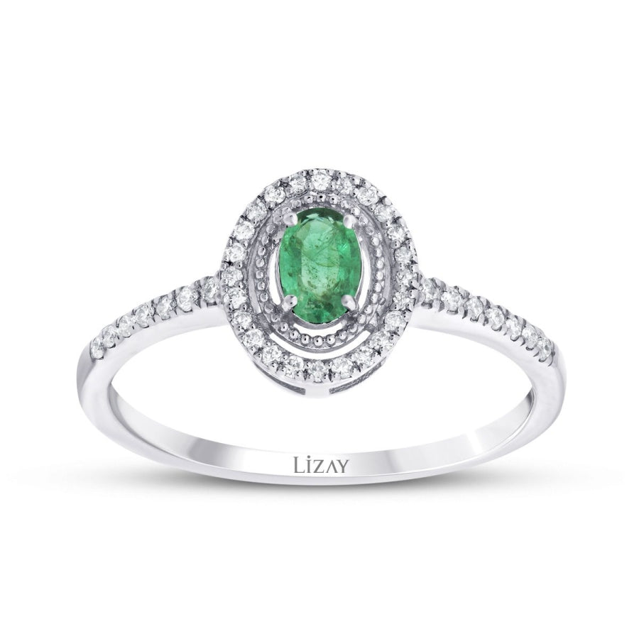0,31 Carat Diamond Emerald Ring