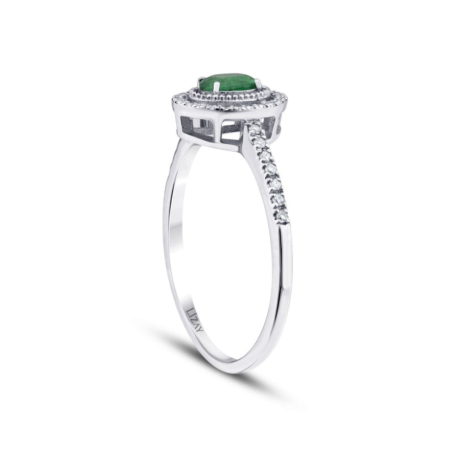 0,31 Carat Diamond Emerald Ring