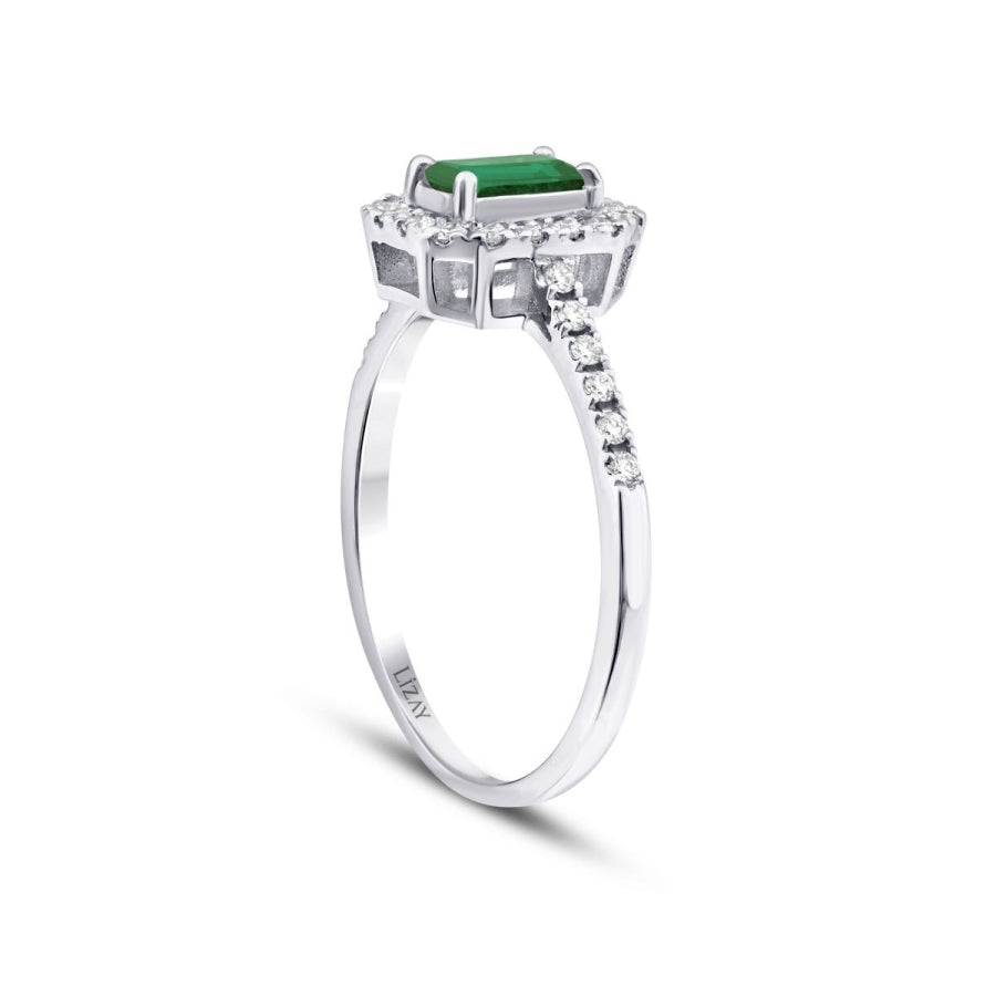 0,61 Carat Diamond Emerald Ring