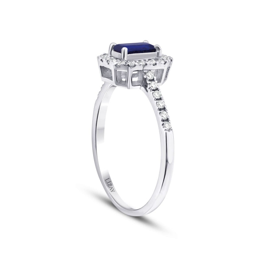 0,69 Carat Diamond Sapphire Ring