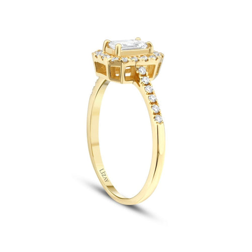 0,69 Carat Diamond Emerald Ring