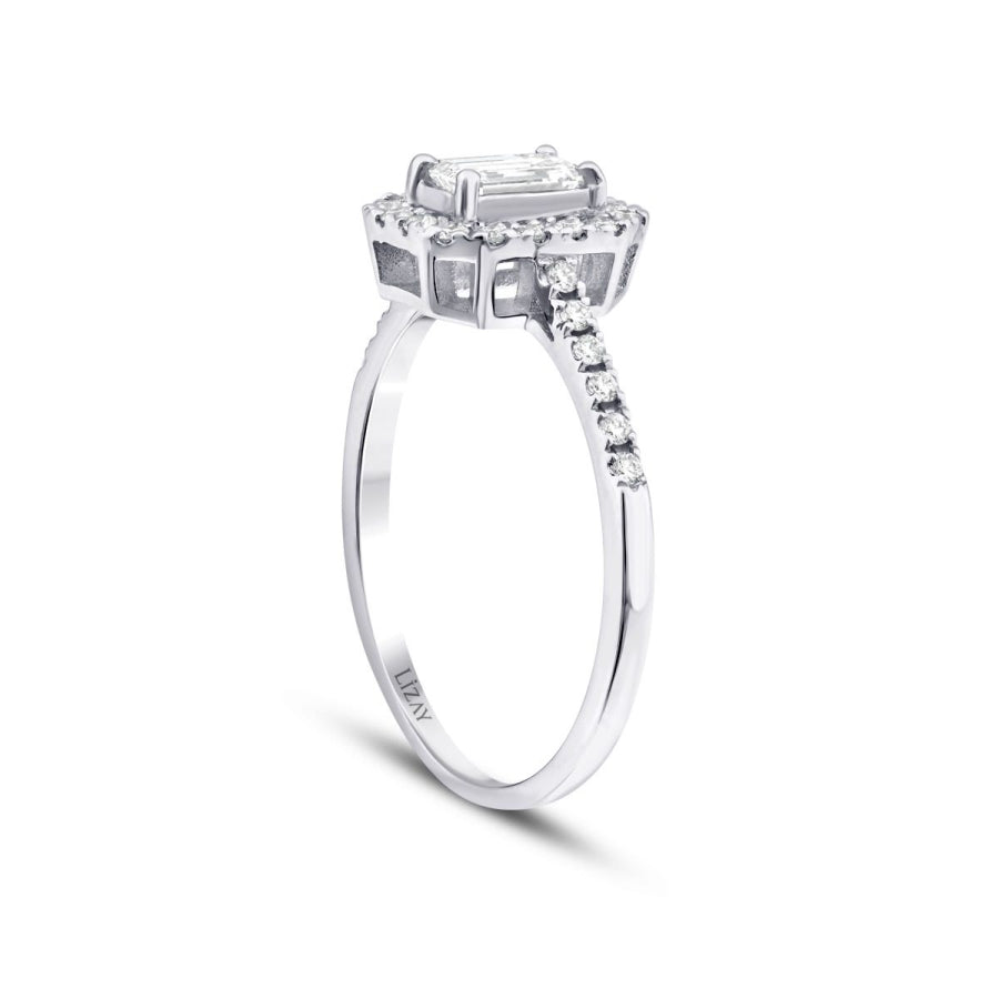 0,69 Carat Diamond Emerald Ring