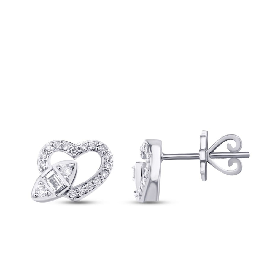 0,37 Carat Diamond Baguette Heart Earrings