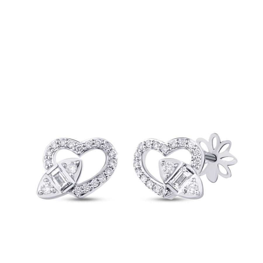 0,37 Carat Diamond Baguette Heart Earrings