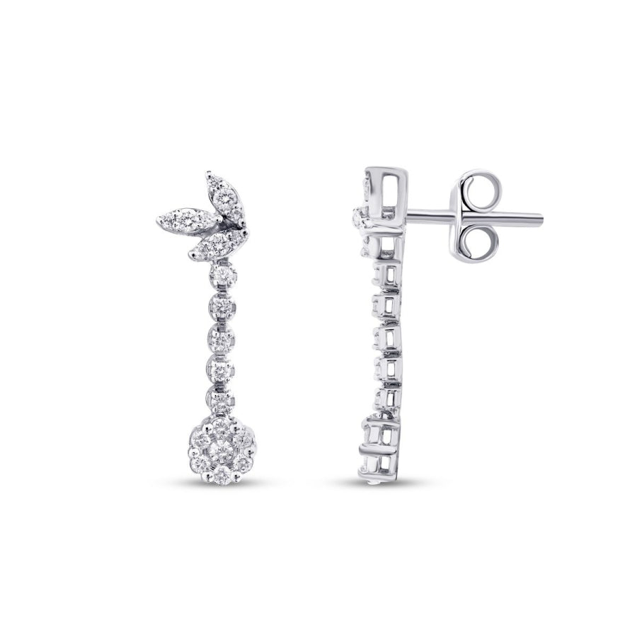 0,52 Carat Diamond Flower Earrings