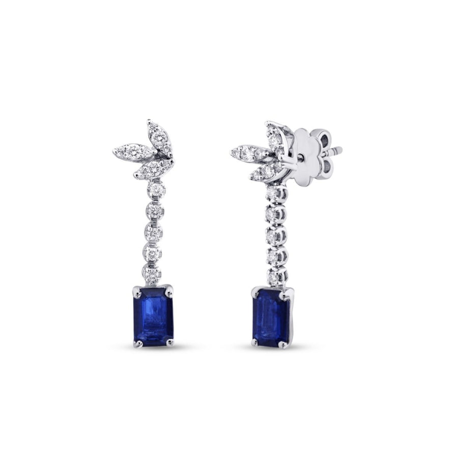 1,38 Carat Diamond Sapphire Earrings