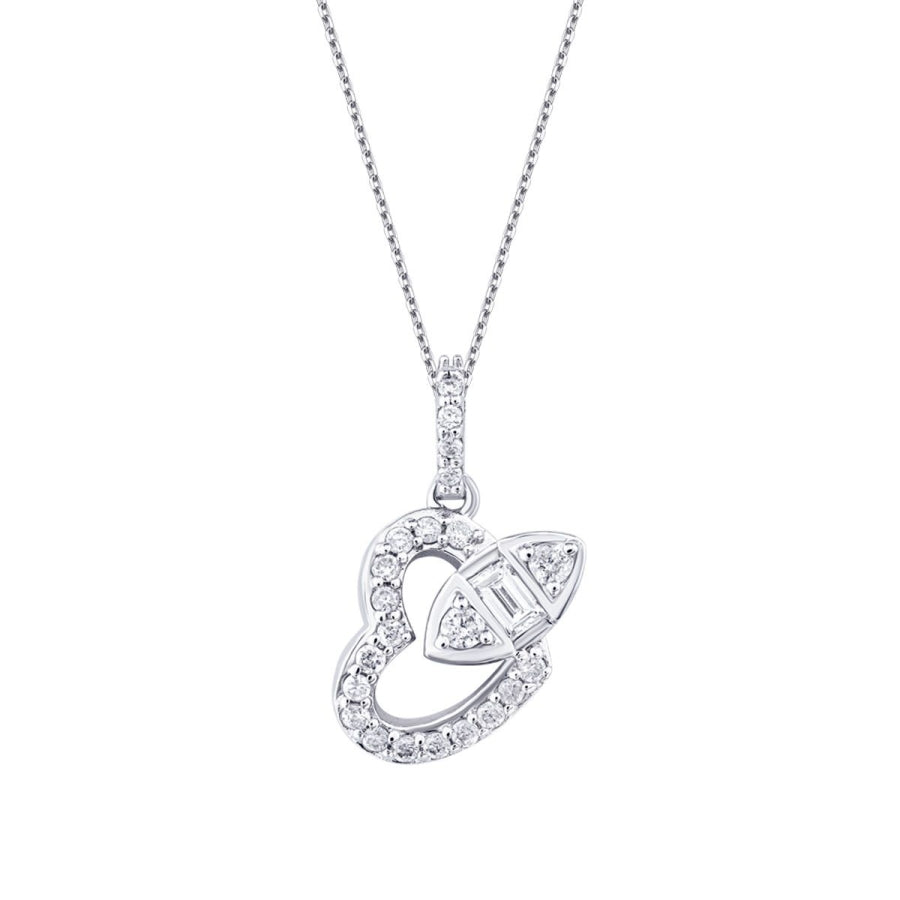 0,22 Carat Diamond Baguette Heart Necklace