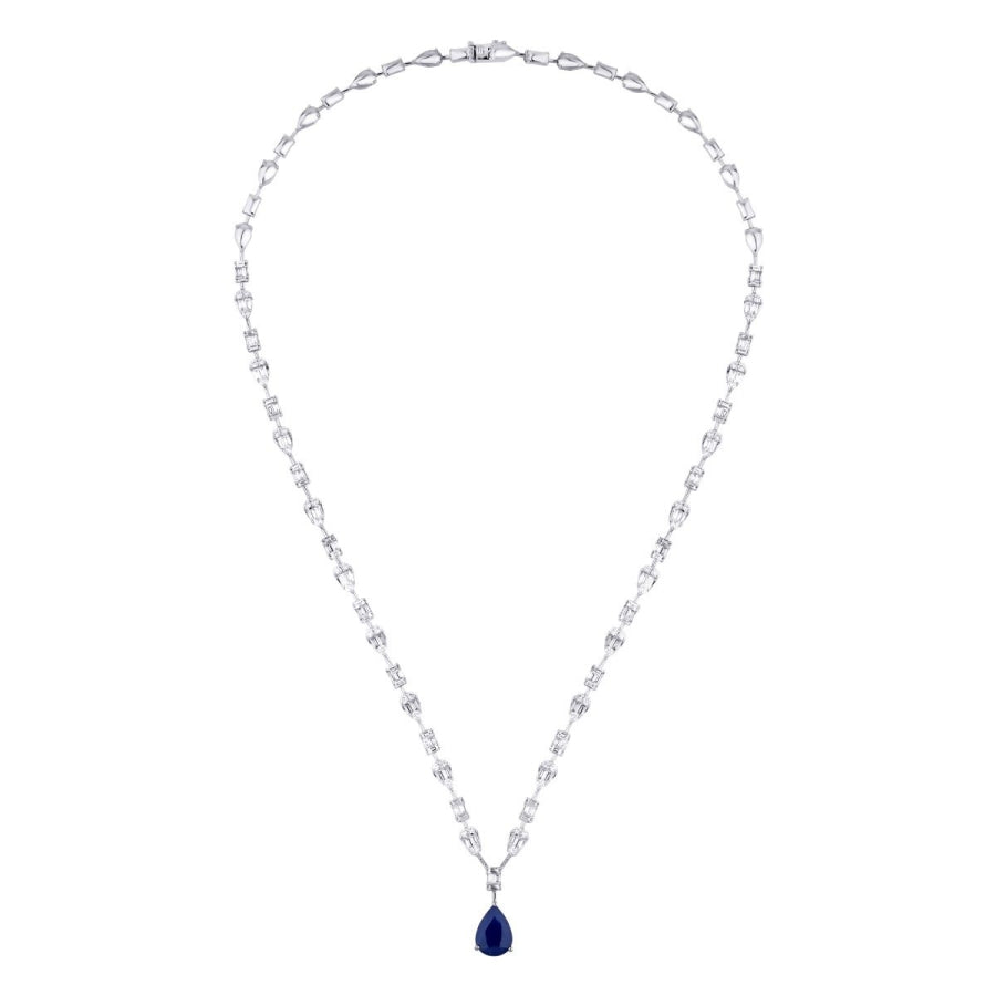 7,68 Carat Diamond Baguette Sapphire Neckband
