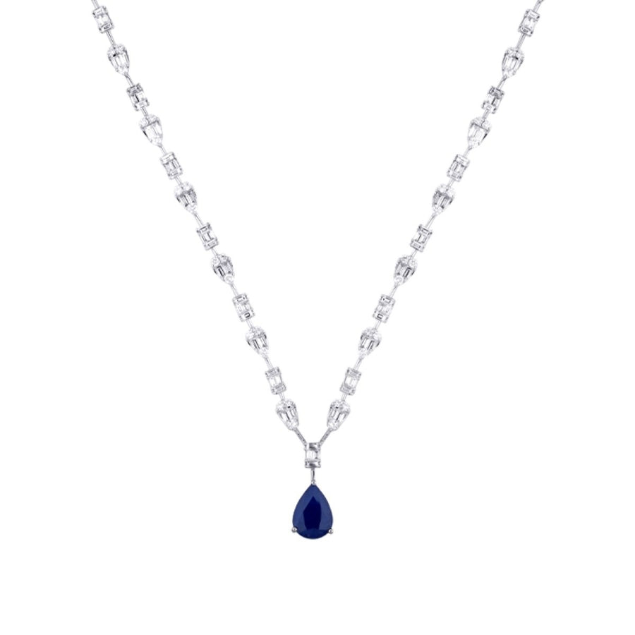 7,68 Carat Diamond Baguette Sapphire Neckband
