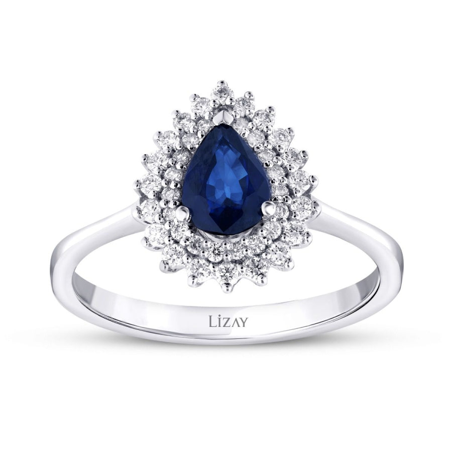 0,96 Carat Diamond Sapphire Ring