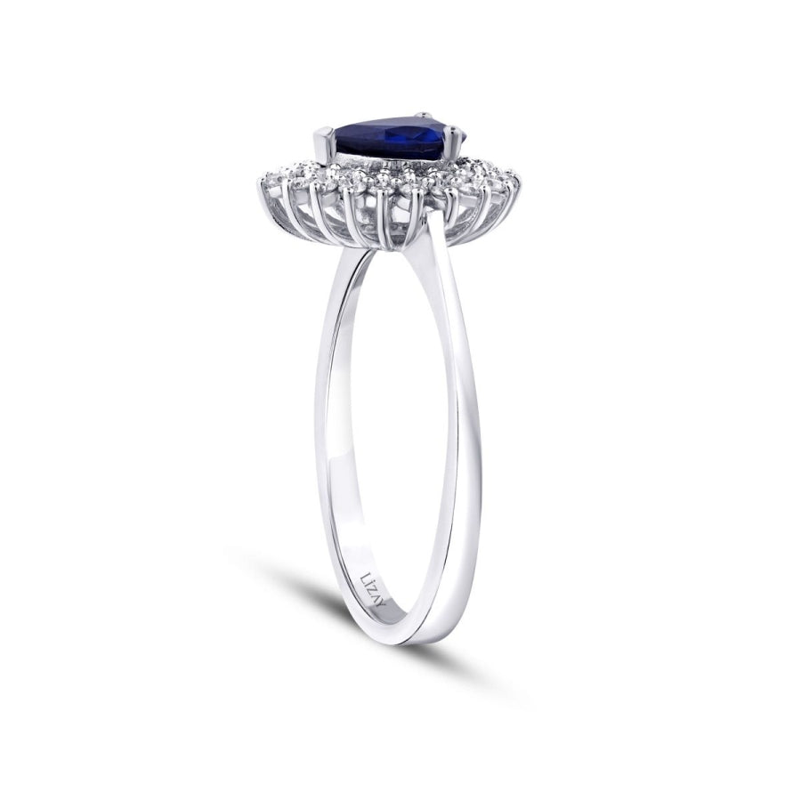 0,96 Carat Diamond Sapphire Ring