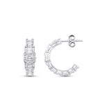 1,82 Carat Diamond Baguette Hoop Earrings