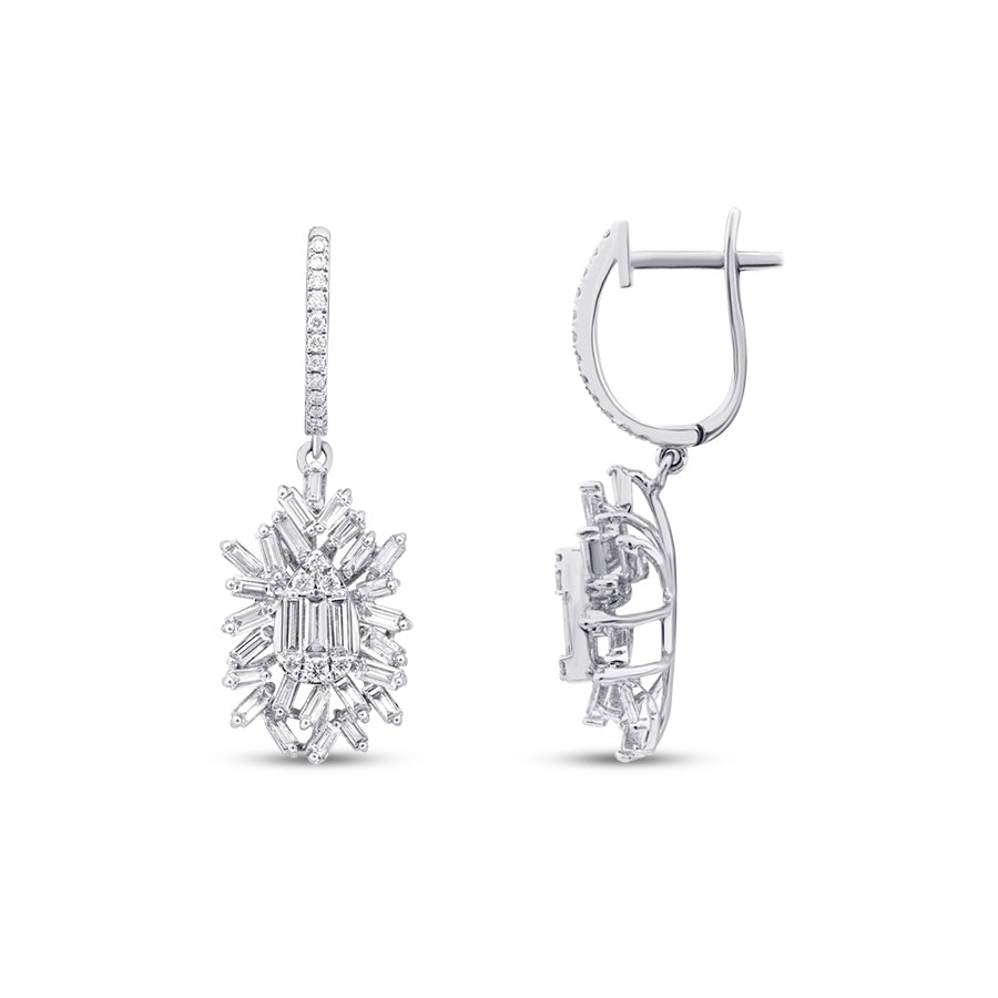 1,36 Carat Diamond Baguette Earrings