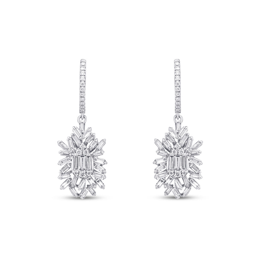 1,36 Carat Diamond Baguette Earrings