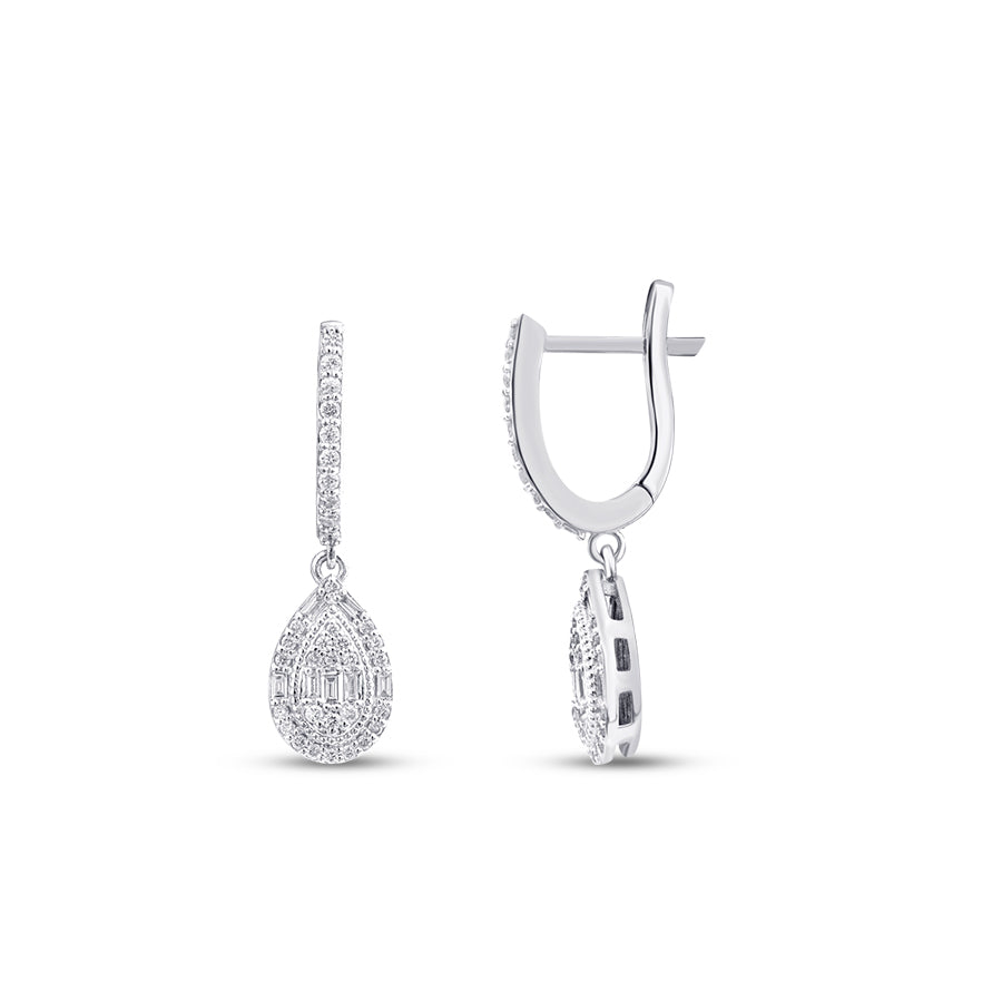 0,47 Carat Diamond Pear Baguette Earrings