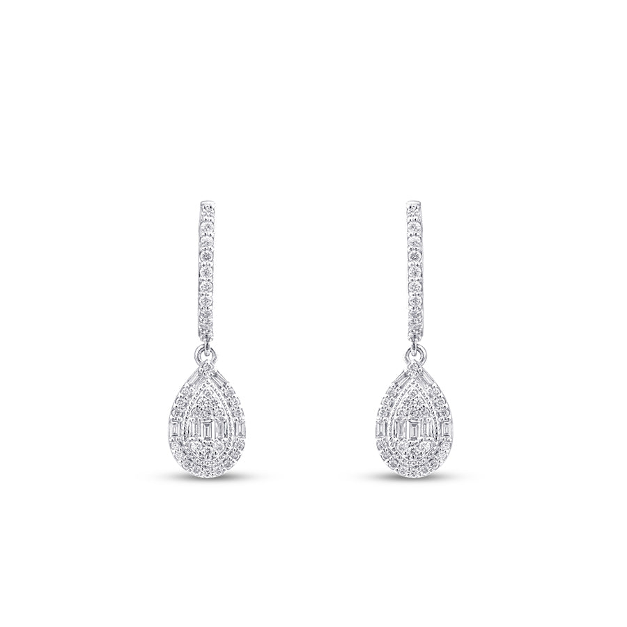 0,47 Carat Diamond Pear Baguette Earrings