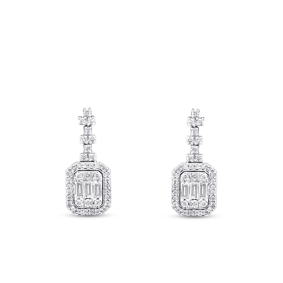 0.59 Carat Diamond Baguette Earrings