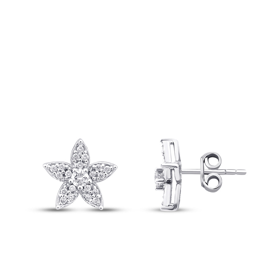 0,34 Carat Diamond Flower Earrings