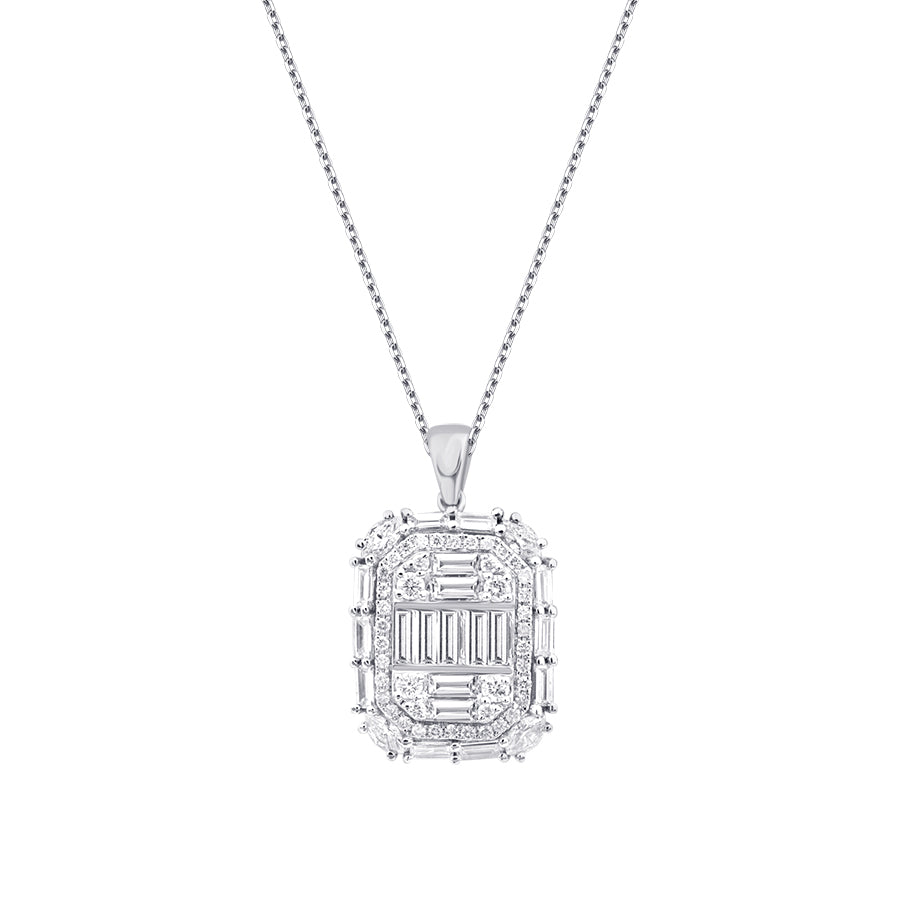 1.43 Carat Diamond Baguette Necklace