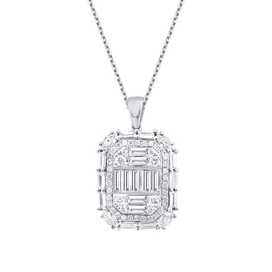 1.43 Carat Diamond Baguette Necklace