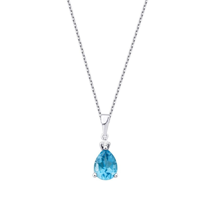 0,82 Carat Diamond Blue Topaz Necklace