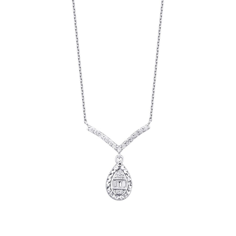 0,20 Carat Diamond Baguette Pear Necklace