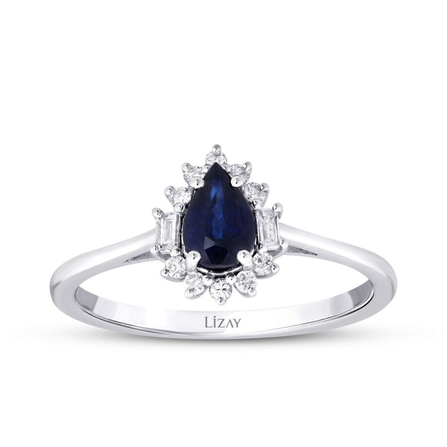 0,59 Carat Diamond Sapphire Ring