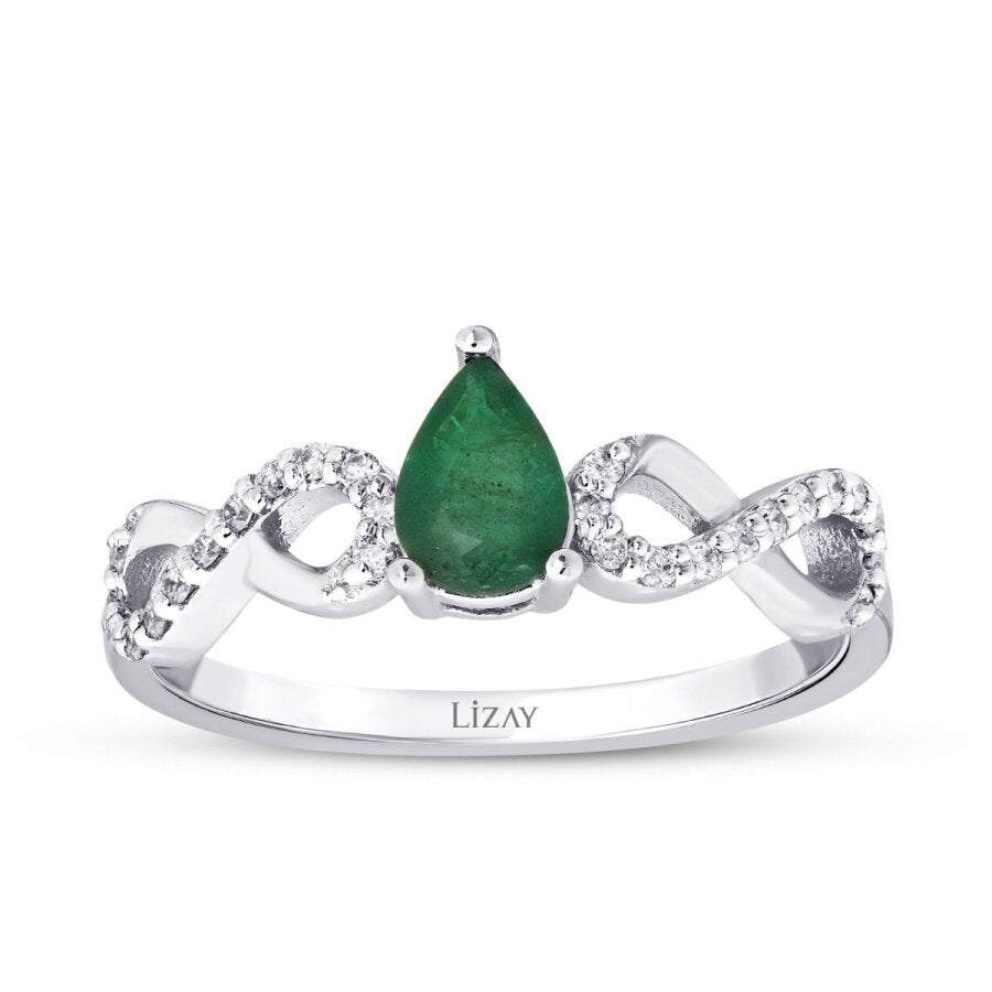 0,43 Carat Diamond Emerald Ring