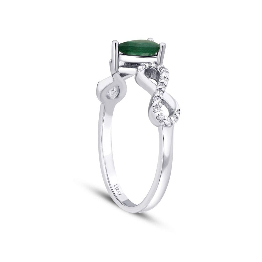 0,43 Carat Diamond Emerald Ring