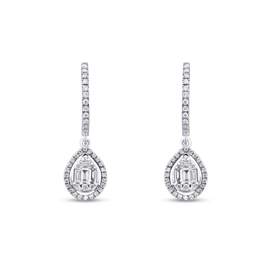 0,43 Carat Diamond Pear Baguette Earrings