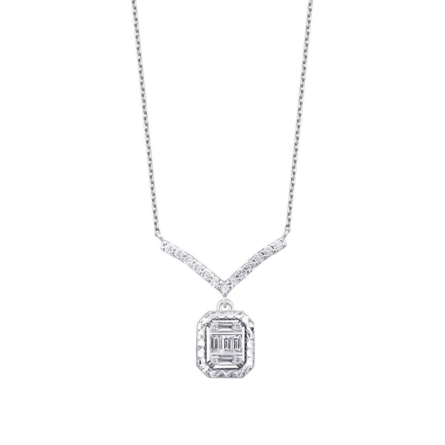 0,23 Carat Diamond Baguette Necklace