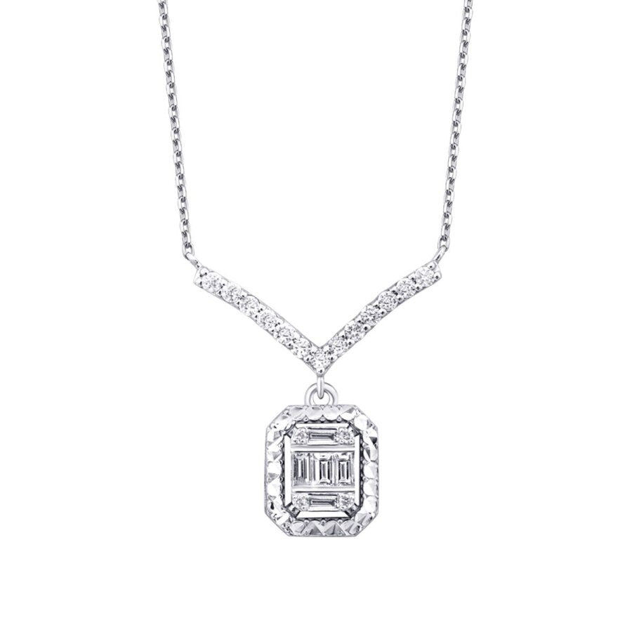 0,23 Carat Diamond Baguette Necklace